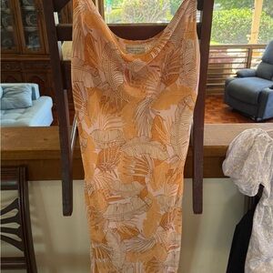 Orange and White Cowl Neck Slip Dress